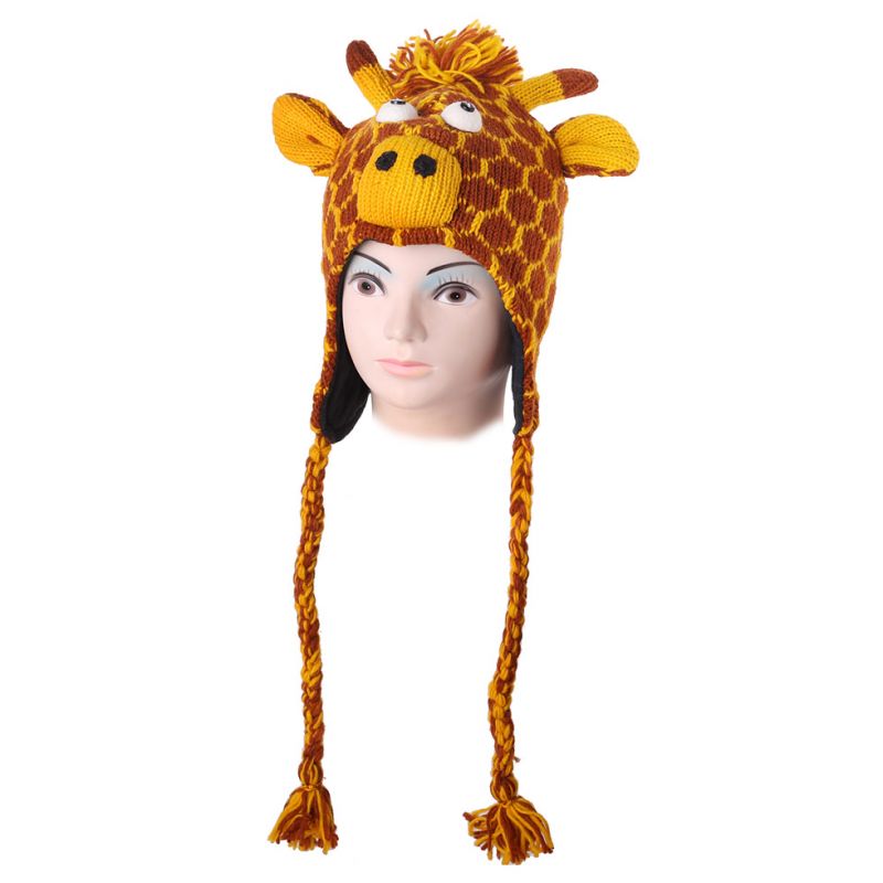 Cappello di lana Giraffa - marrone-giallo Nepal