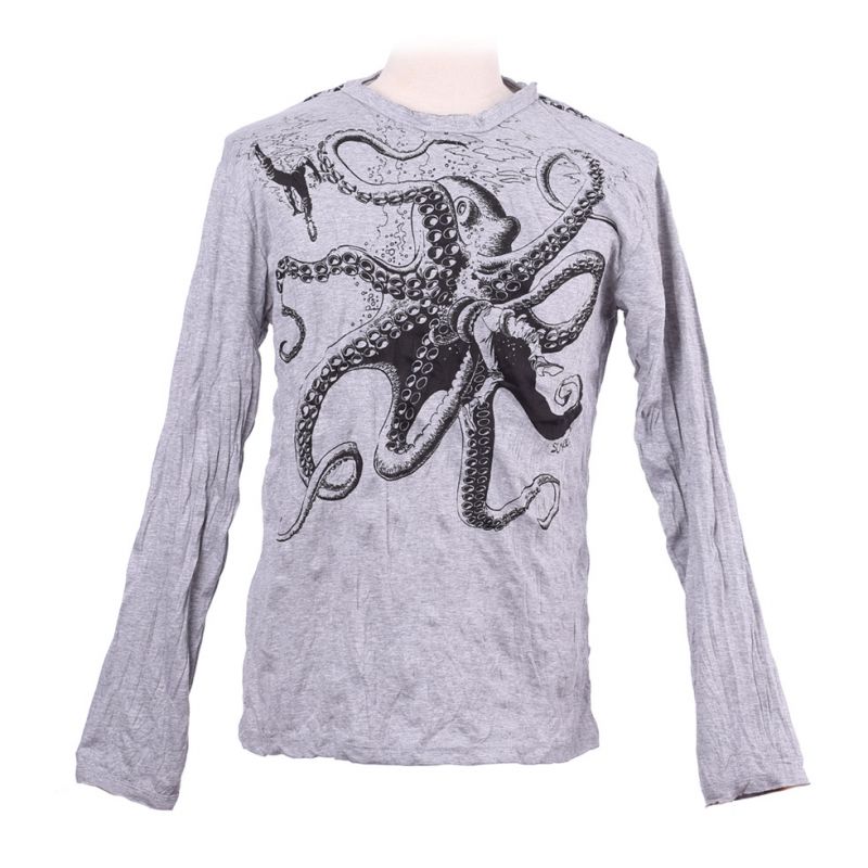 T-shirt da uomo Sure con maniche lunghe - Octopus Attack Grey Thailand